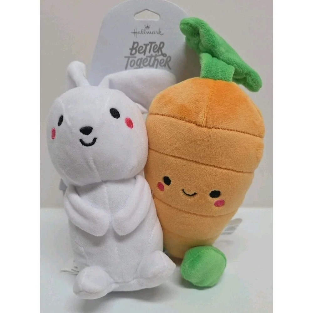 2025 Hallmark Better Together Magnetic Plush Bunny & Carrot 8.5